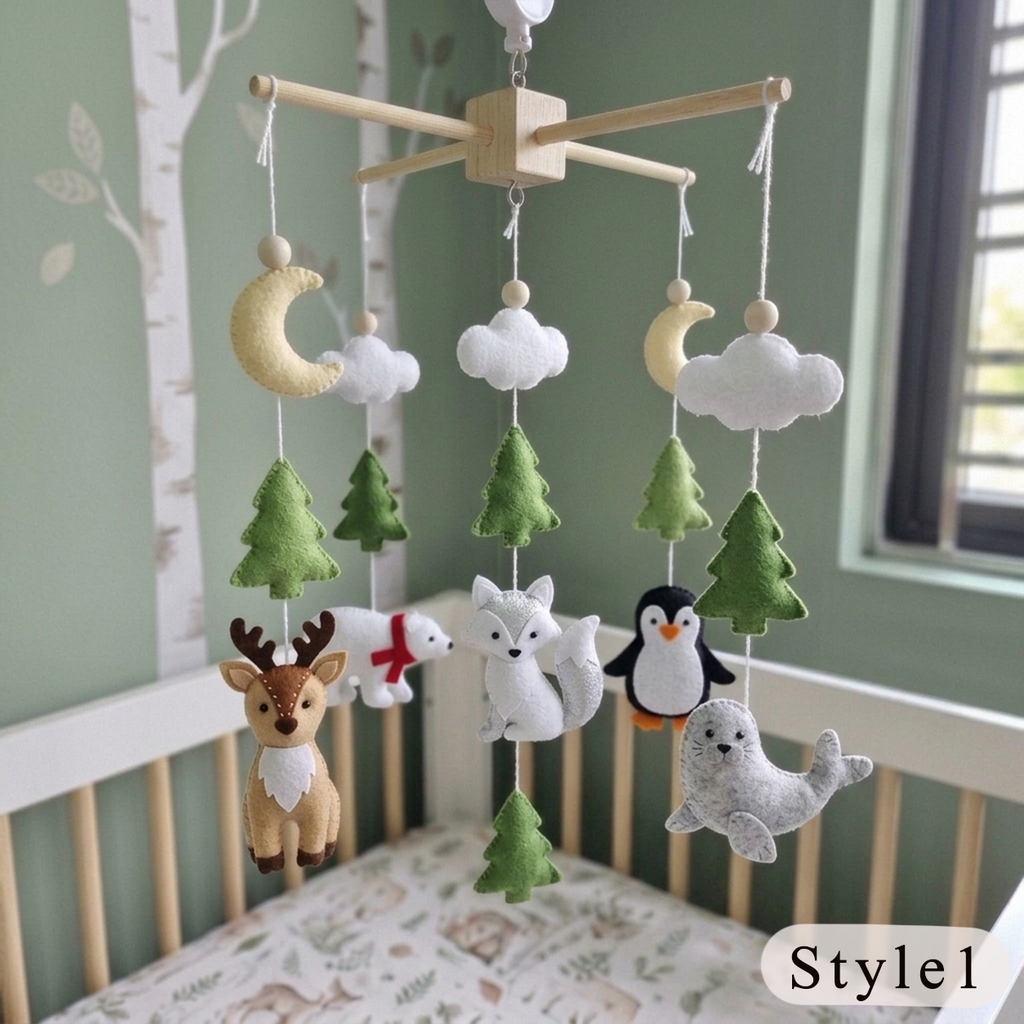 Handmade Felt Arctic Baby Mobile – Winter Nursery Crib Decor