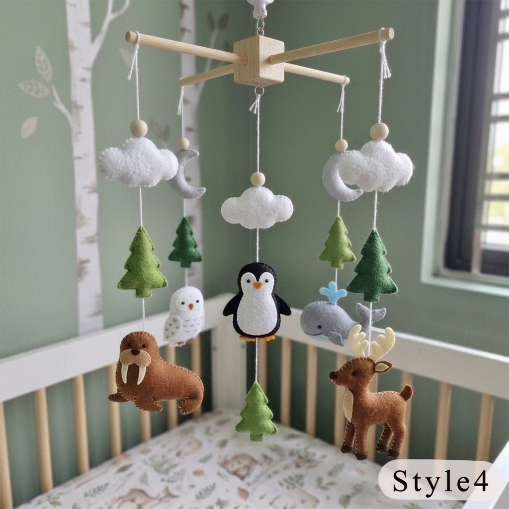 Handmade Felt Arctic Baby Mobile – Winter Nursery Crib Decor