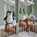 Handmade Felt Arctic Baby Mobile – Winter Nursery Crib Decor