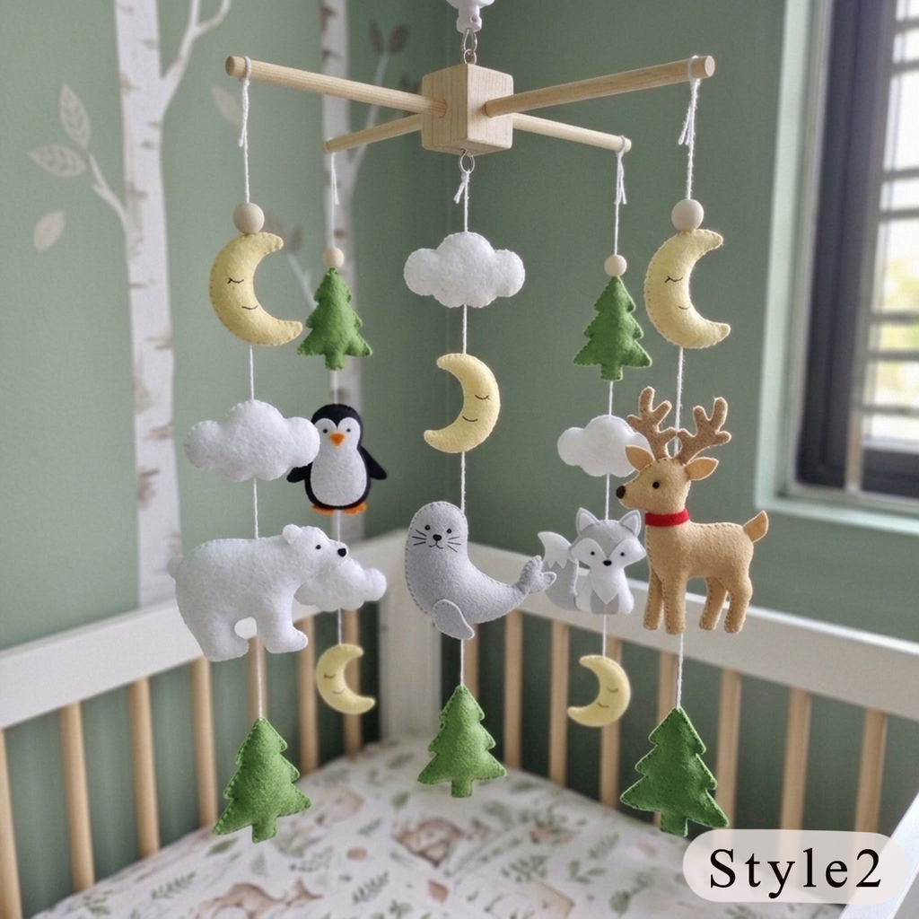 Handmade Felt Arctic Baby Mobile – Winter Nursery Crib Decor