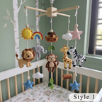 Noah’s Ark Felt Baby Mobile, Handmade Biblical Nursery Crib Hanging, Rainbow and Cloud Christening Gift