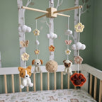 Handmade Crochet Baby Mobile, Crib Hanging Nursery Decor, Woodland Cot Mobile, Neutral Baby Shower Gift