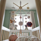 Handmade Crochet Baby Mobile, Crib Hanging Nursery Decor, Woodland Cot Mobile, Neutral Baby Shower Gift