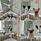 Crochet Nursery Mobile with Flowers and Butterflies, Handmade Crib Hanging Decor, Amigurumi Baby Room Gift