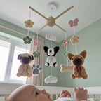 Crochet Nursery Mobile with Flowers and Butterflies, Handmade Crib Hanging Decor, Amigurumi Baby Room Gift