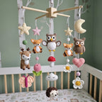 Whimsical Woodland Crochet Mobile, Handmade Crib Hanging Decor, Amigurumi Nursery Accent, Newborn Baby Gift