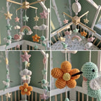 Rainbow Hummingbird Crochet Baby Mobile, Handmade Crib Nursery Decor with Stars and Clouds, Baby Shower Gift