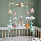 Rainbow Hummingbird Crochet Baby Mobile, Handmade Crib Nursery Decor with Stars and Clouds, Baby Shower Gift