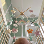 Rainbow Hummingbird Crochet Baby Mobile, Handmade Crib Nursery Decor with Stars and Clouds, Baby Shower Gift