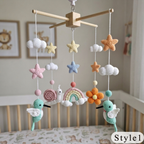 Rainbow Hummingbird Crochet Baby Mobile, Handmade Crib Nursery Decor with Stars and Clouds, Baby Shower Gift