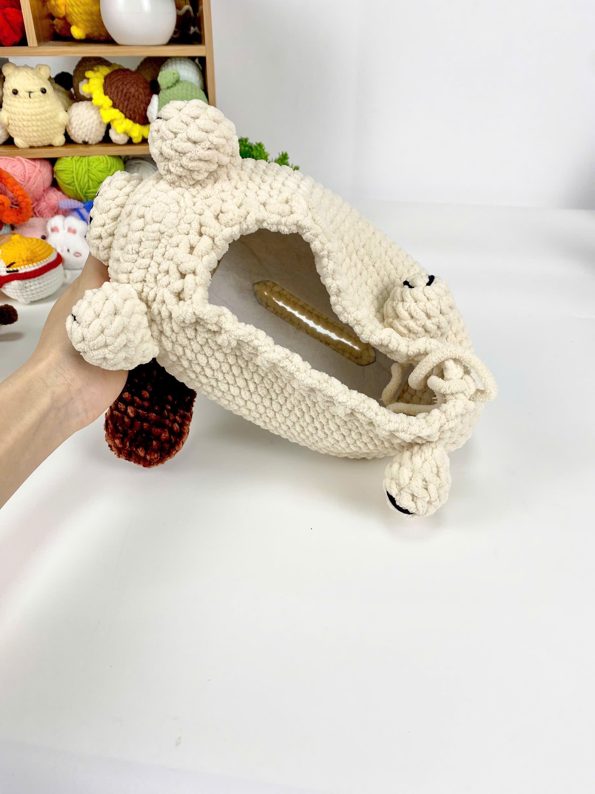 Crochet Brown Dog Tissue Box Cover Pattern: Amigurumi PDF (Digital Download)