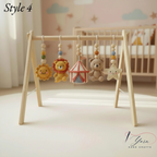 Handmade Crochet Baby Play Gym, Montessori Wooden Baby Gym, Safari Circus Hanging Toys, Neutral Nursery Decor, Baby Shower Gift