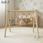 Handmade Crochet Baby Play Gym, Montessori Wooden Baby Gym, Safari Circus Hanging Toys, Neutral Nursery Decor, Baby Shower Gift