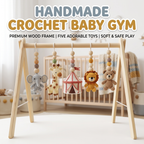 Handmade Crochet Baby Play Gym, Montessori Wooden Baby Gym, Safari Circus Hanging Toys, Neutral Nursery Decor, Baby Shower Gift