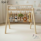 Safari Baby Gym Wooden Play Gym with Crochet Animals | Montessori Baby Activity Gym | Jungle Nursery Decor | Baby Shower Gift