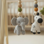 Safari Baby Gym Wooden Play Gym with Crochet Animals | Montessori Baby Activity Gym | Jungle Nursery Decor | Baby Shower Gift