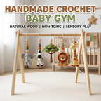 Safari Baby Gym Wooden Play Gym with Crochet Animals | Montessori Baby Activity Gym | Jungle Nursery Decor | Baby Shower Gift