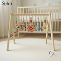 Handmade Bird Baby Gym | Wooden Baby Play Gym with Crochet Bird & Flower Toys | Montessori Activity Gym | Neutral Nursery Decor | Baby Shower Gift