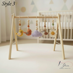Handmade Bird Baby Gym | Wooden Baby Play Gym with Crochet Bird & Flower Toys | Montessori Activity Gym | Neutral Nursery Decor | Baby Shower Gift