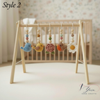 Handmade Bird Baby Gym | Wooden Baby Play Gym with Crochet Bird & Flower Toys | Montessori Activity Gym | Neutral Nursery Decor | Baby Shower Gift