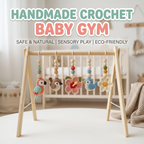 Handmade Bird Baby Gym | Wooden Baby Play Gym with Crochet Bird & Flower Toys | Montessori Activity Gym | Neutral Nursery Decor | Baby Shower Gift
