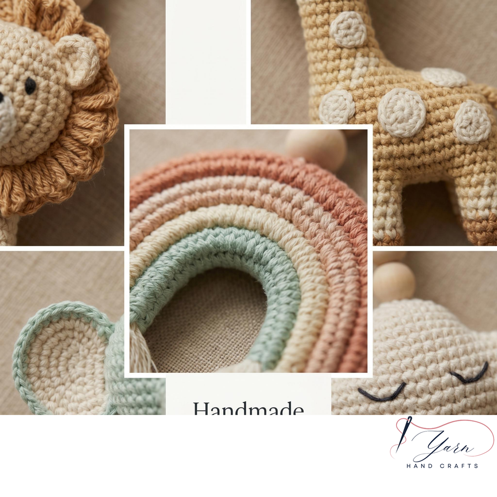 Rainbow Safari Baby Gym | Handmade Wooden Baby Play Gym with Crochet Jungle Animals | Montessori Activity Gym | Neutral Nursery Decor Gift