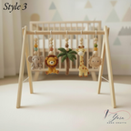 Rainbow Safari Baby Gym | Handmade Wooden Baby Play Gym with Crochet Jungle Animals | Montessori Activity Gym | Neutral Nursery Decor Gift