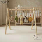Rainbow Safari Baby Gym | Handmade Wooden Baby Play Gym with Crochet Jungle Animals | Montessori Activity Gym | Neutral Nursery Decor Gift