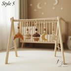 Handmade Crochet Baby Play Gym, Custom Wooden Montessori Baby Gym, Sweet Dessert Hanging Toys, Neutral Nursery Decor, Baby Shower Gift