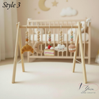 Handmade Crochet Baby Play Gym, Custom Wooden Montessori Baby Gym, Sweet Dessert Hanging Toys, Neutral Nursery Decor, Baby Shower Gift