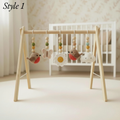 Handmade Crochet Bird Baby Play Gym, Custom Wooden Montessori Baby Gym Toys, Nursery Decor, Baby Activity Gym, Neutral Baby Shower Gift