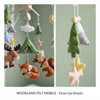 Camping Woodland Felt Baby Mobile, Handmade Forest Crib Hanging with Tent, Moon and Stars, Neutral Nursery Gift