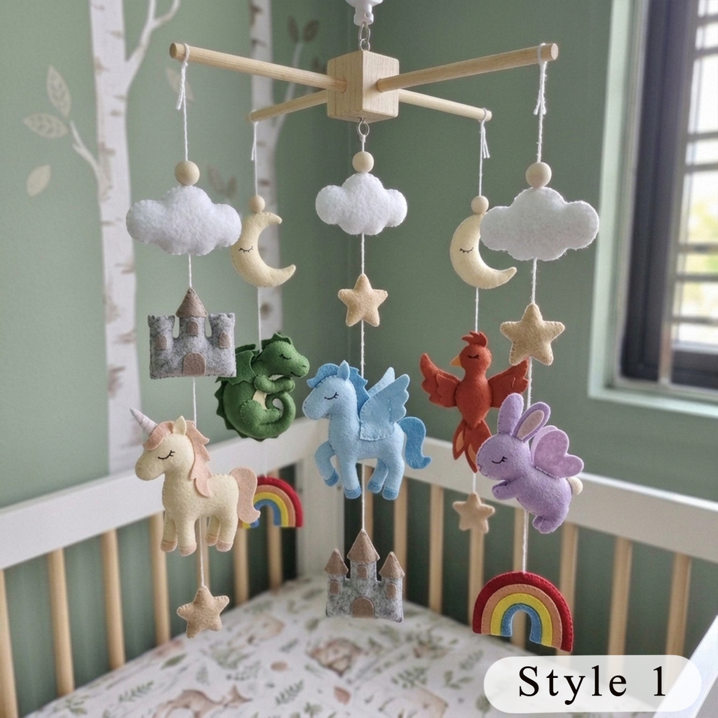 Enchanted Fairytale Felt Nursery Mobile, Handmade Crib Hanging Decor, Magical Newborn and Baby Shower Gift