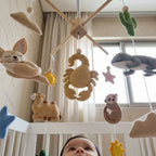 Desert Adventure Felt Crib Mobile, Handmade Boho Nursery Hanging with Cactus, Sun and Stars, Baby Shower Gift