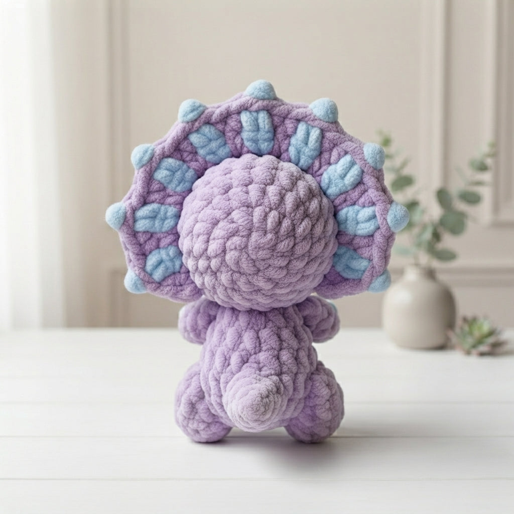 Mini Triceratops Crochet Pattern PDF, Cute Dinosaur Amigurumi, Purple Dino Plush Pattern