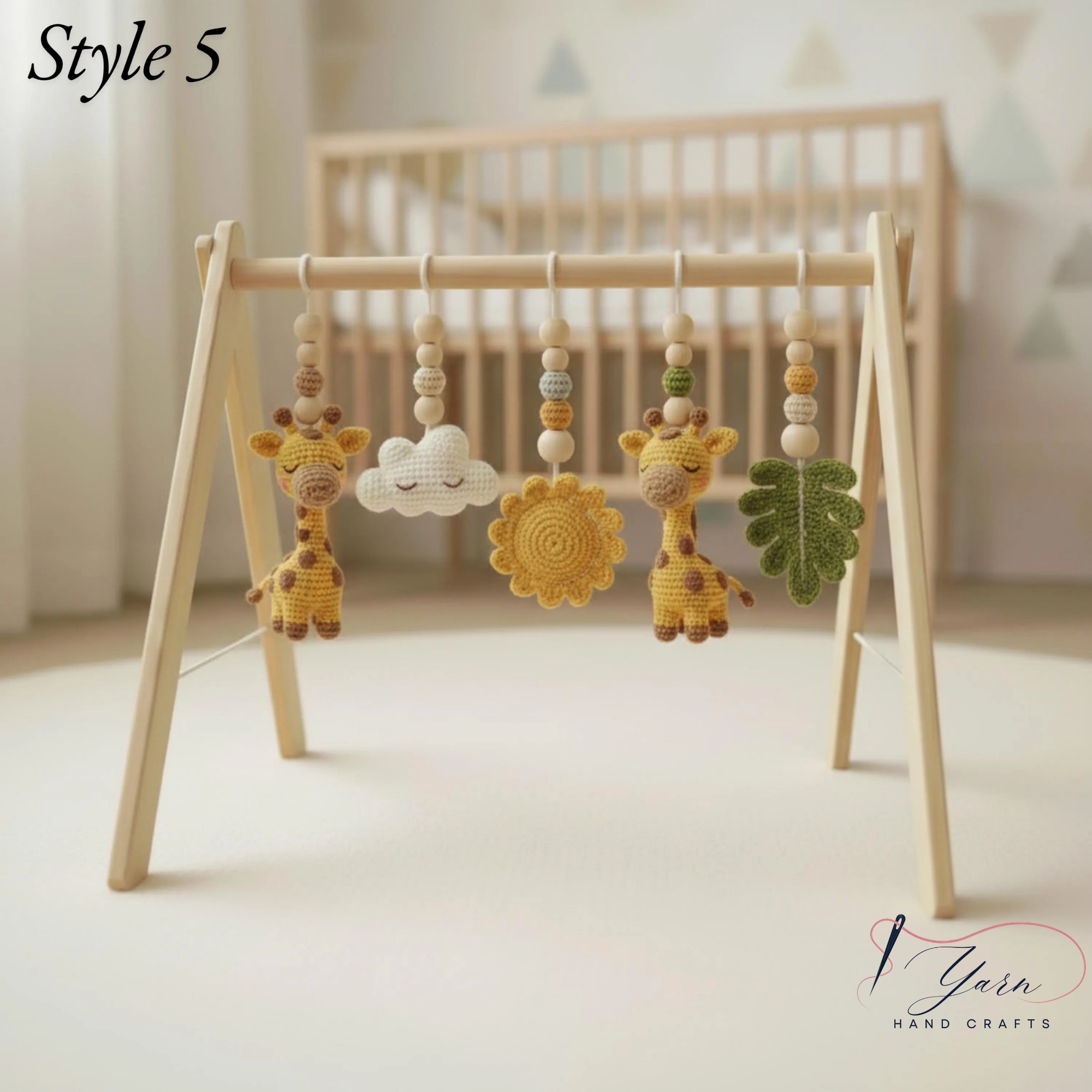 Handmade Crochet Giraffe Baby Play Gym, Custom Safari Baby Gym Hanging Toys, Montessori Wooden Baby Gym Set, Neutral Nursery Decor, Baby Shower Gift