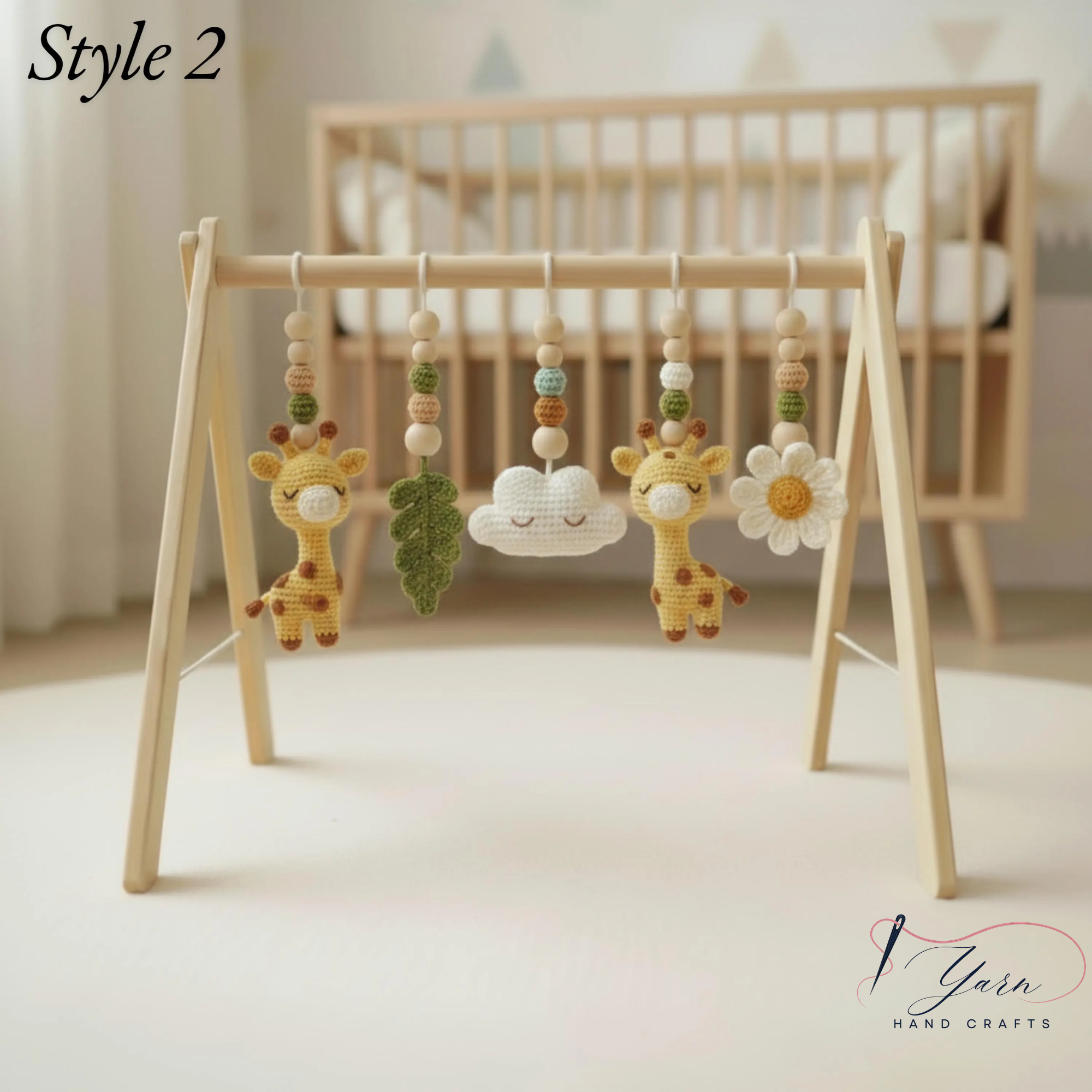 Handmade Crochet Giraffe Baby Play Gym, Custom Safari Baby Gym Hanging Toys, Montessori Wooden Baby Gym Set, Neutral Nursery Decor, Baby Shower Gift