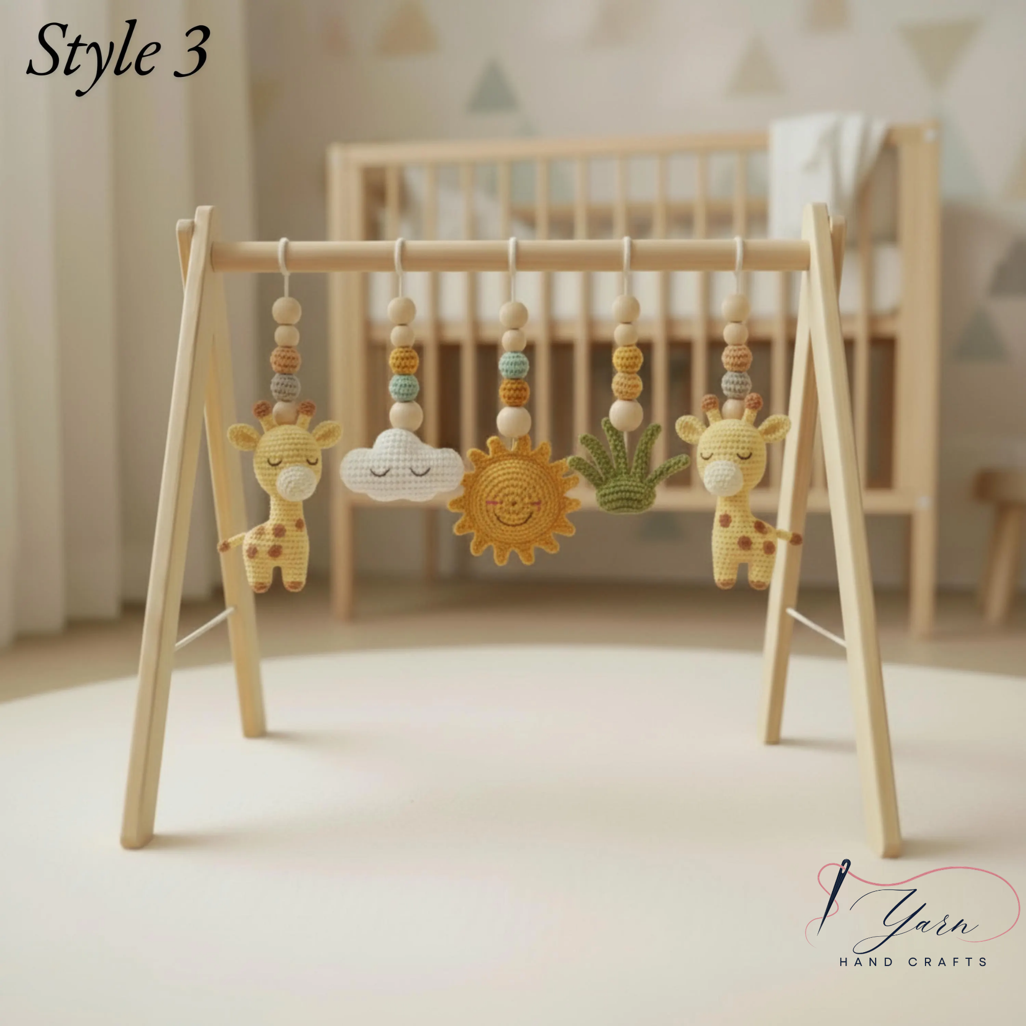 Handmade Crochet Giraffe Baby Play Gym, Custom Safari Baby Gym Hanging Toys, Montessori Wooden Baby Gym Set, Neutral Nursery Decor, Baby Shower Gift