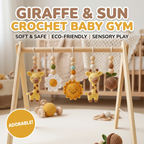 Handmade Crochet Giraffe Baby Play Gym, Custom Safari Baby Gym Hanging Toys, Montessori Wooden Baby Gym Set, Neutral Nursery Decor, Baby Shower Gift