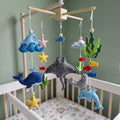 Underwater Adventure Felt Baby Mobile, Handmade Sea Life Crib Hanging with Whale, Manta Ray and Dolphin