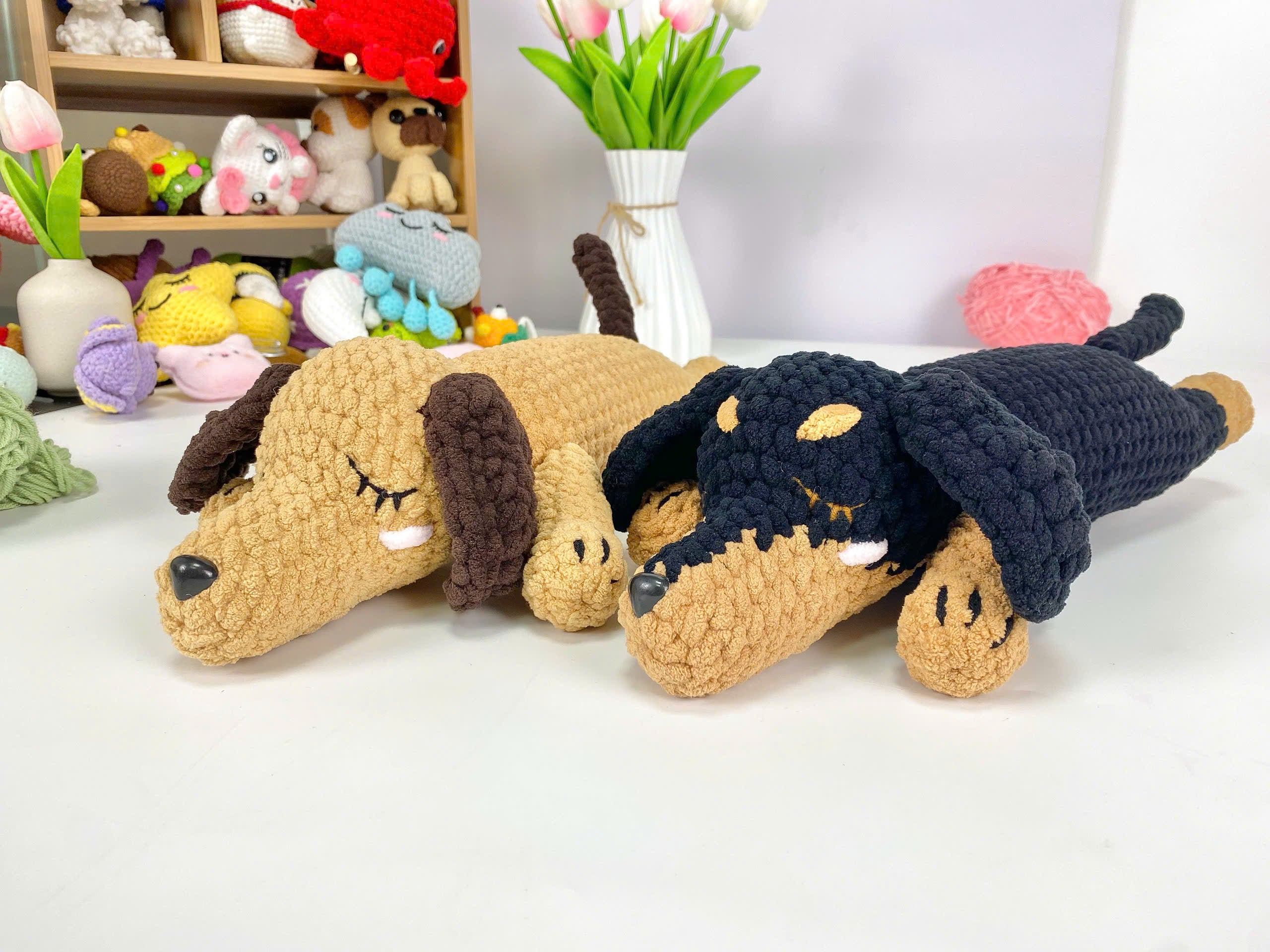 Dachshund Crochet Pattern PDF: Amigurumi Puppy Plushies (2 in 1)