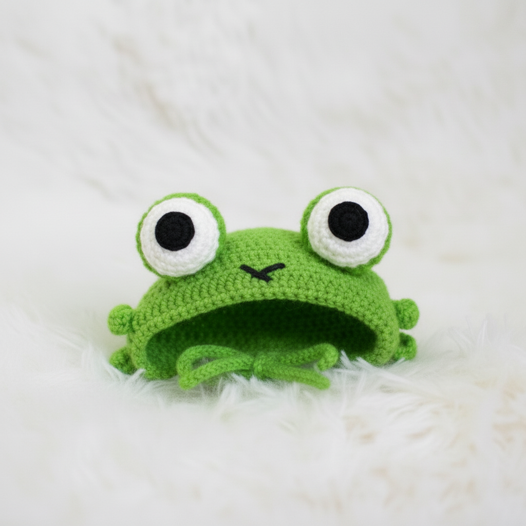 Frog Pet Hat Crochet Pattern PDF, Cute Frog Cat Hat Pattern, Crochet Pet Costume Tutorial