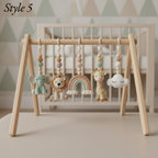 Rainbow Safari Baby Gym, Personalized Wooden Play Gym, Crochet Jungle Animals & Rainbow, Montessori Activity Gym, Gender Neutral Nursery