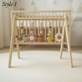Bird Baby Gym, Wooden Play Gym with Crochet Birds, Bee & Flower, Montessori Garden Activity Gym, Spring Nursery Decor, Baby Shower Gift
