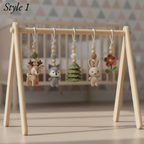Handmade Custom Woodland Baby Gym, Personalized Wooden Play Gym with Crochet Forest Animals, Montessori Baby Activity Gym, Neutral Nursery Decor