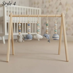 Handmade Custom Ocean Baby Gym | Personalized Wooden Play Gym with Crochet Sea Theme Toys | Neutral Montessori Nursery Decor