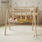 Handmade Baby Play Gym Toys | Custom Crochet Farm Baby Gym Hanging Toys | Montessori Wooden Baby Gym Toy Set | Neutral Nursery Decor | Baby Gift