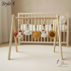 Handmade Baby Play Gym Toys | Custom Crochet Farm Baby Gym Hanging Toys | Montessori Wooden Baby Gym Toy Set | Neutral Nursery Decor | Baby Gift