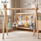 Handmade Custom Dragon Baby Play Gym, Crochet Montessori Baby Gym Toys, Wooden Activity Gym, Neutral Nursery Decor, Baby Shower Gift