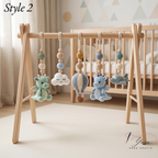 Handmade Custom Dragon Baby Play Gym, Crochet Montessori Baby Gym Toys, Wooden Activity Gym, Neutral Nursery Decor, Baby Shower Gift